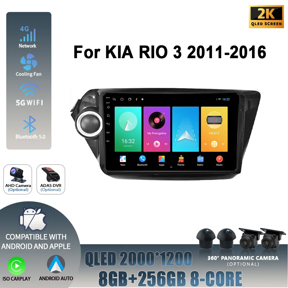 

Wireless Carplay Stereo Screen WIFI Android 14 Car Radio Multimedia Navigation Player For KIA RIO 3 2011-2016 Head Unit