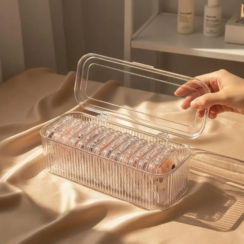Transparent Lipstick Nail Storage Box With Dustproof Lid Large Capacity For Makeup Small Item Storage Box