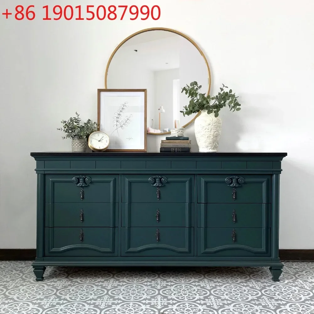 

French light luxury solid wood bucket cabinet, living room against the wall