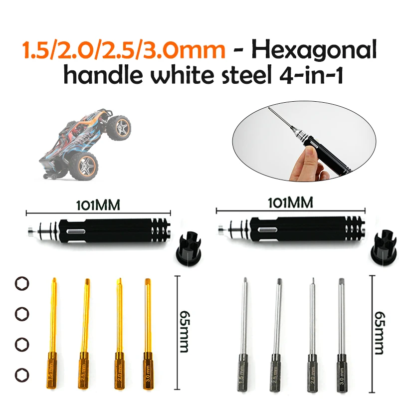 

RC parts 4 in 1 1.5mm 2.0mm 2.5mm 3.0mm Hex Screwdriver Metal Tool Kit Set for RC Helicopter Car Airplane Drone Aircraft