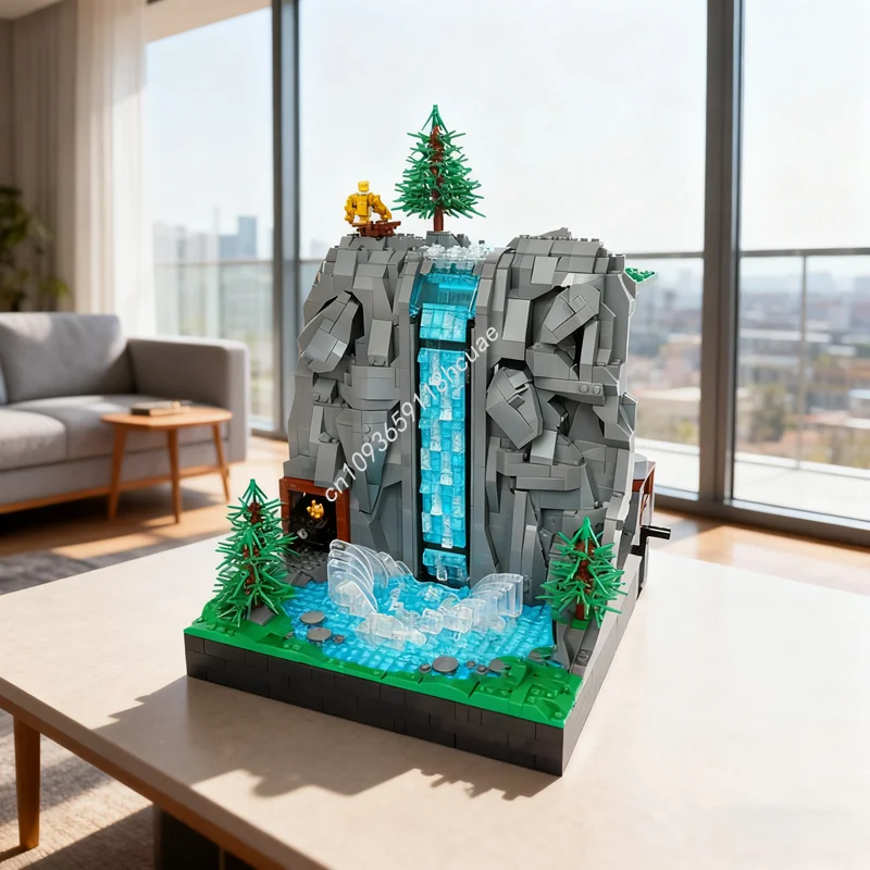 2381 قطعة MOC شلال العمل BrickLink نموذج اللبنات هدية عيد الميلاد البناء تجميع لعبة عيد ميلاد الطوب الإبداعي