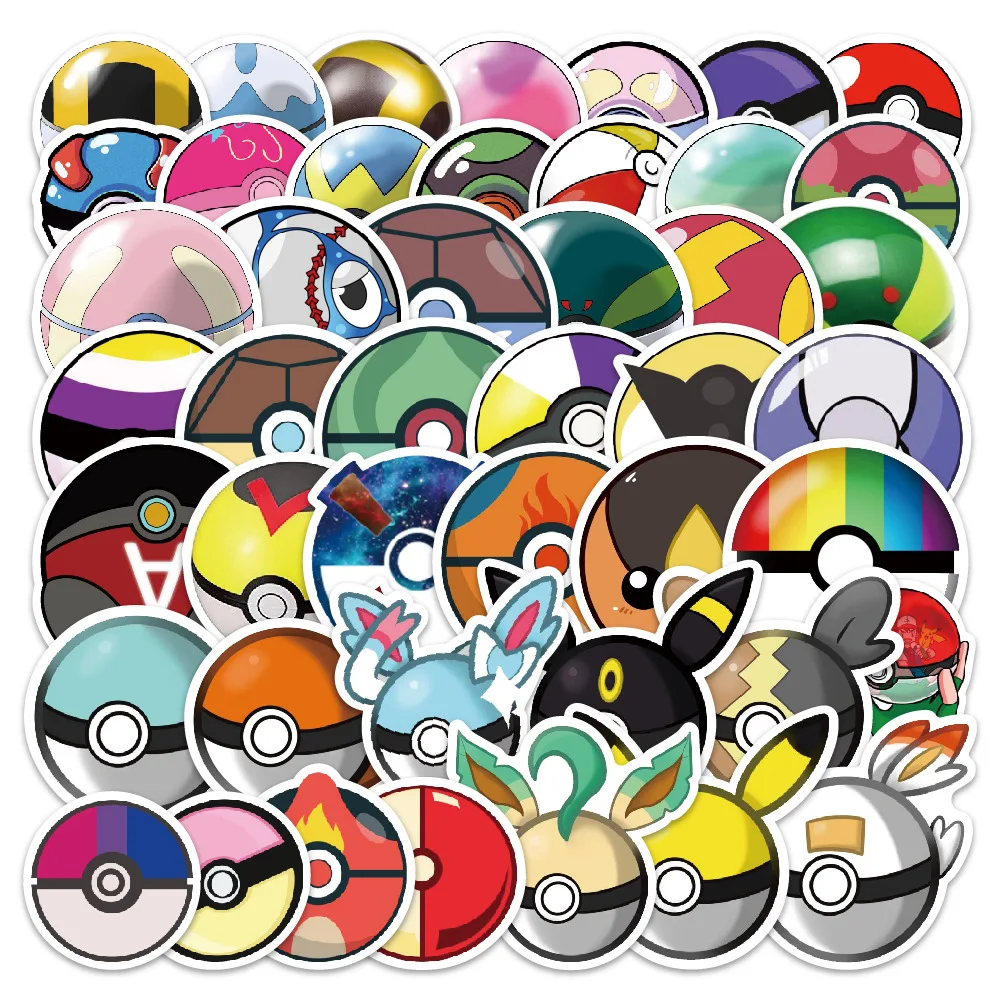

10/30/60PCS New Poké Ball Cartoon Stickers Creative Pokemon Anime Graffiti Decal DIY Luggage Cup Phone Waterproof Sticker Toys