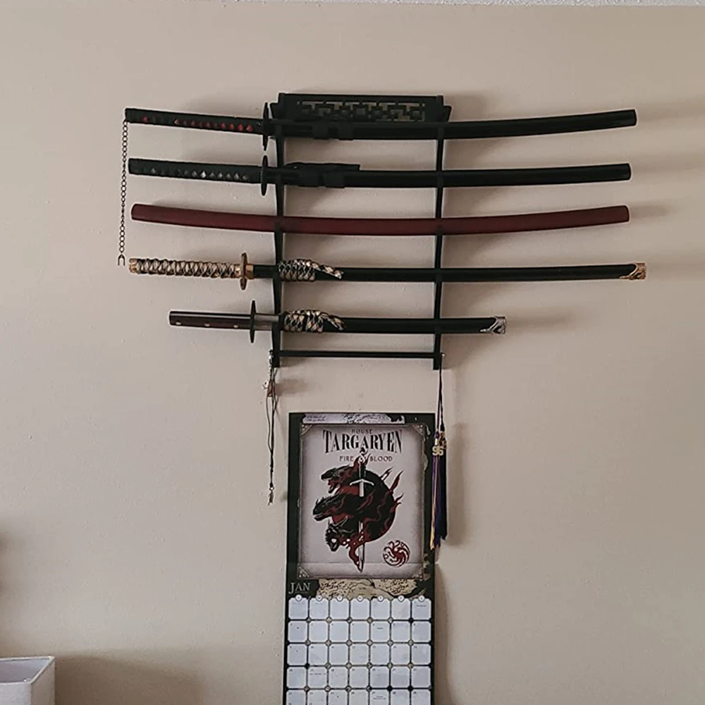 2/3/4/5 Tier Sword Stand Wall Mount Samurai Sword Holder Display Stand Katana Wakizashi Tanto Wall Hanger Sword Rack