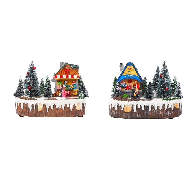 

Lights For Christmas Snow Houses Village Luminescent Decorations Christmas Tree Festival House Home Decorations