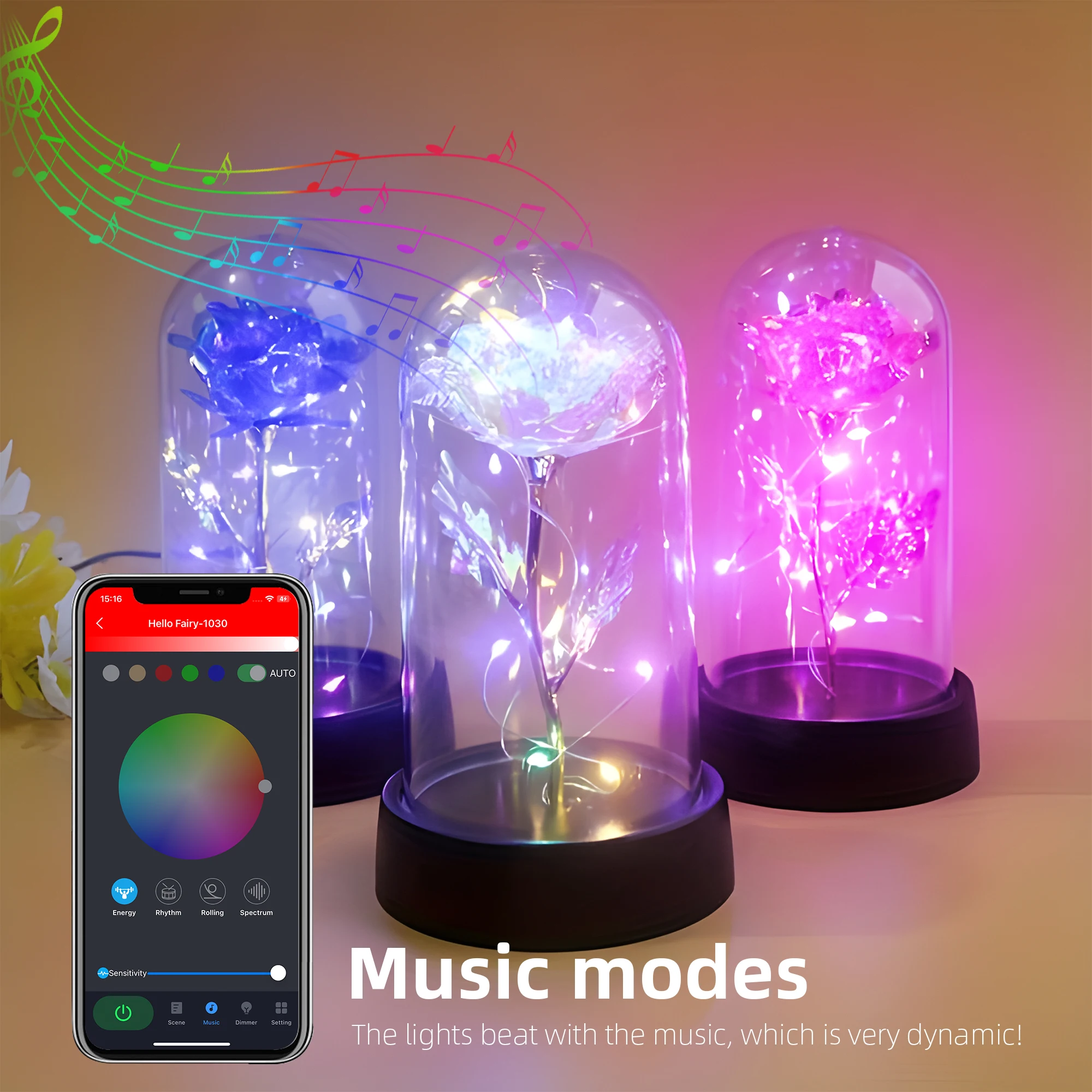 Copper Wire RGB LED Fairy Lights, App Controle Remoto, Smart String Light, 8 Mode, Decorações de Natal, 10 M100 LEDs