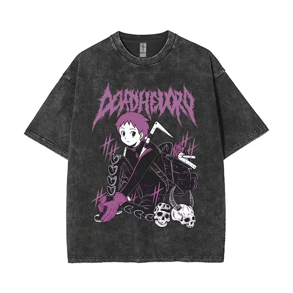 

Washed Vintage Anime Dorohedoro Ebisu Noi Nikaido Kaiman Graphic T Shirt Men Casual Cotton T-shirt Male Gothic Horror Streetwear