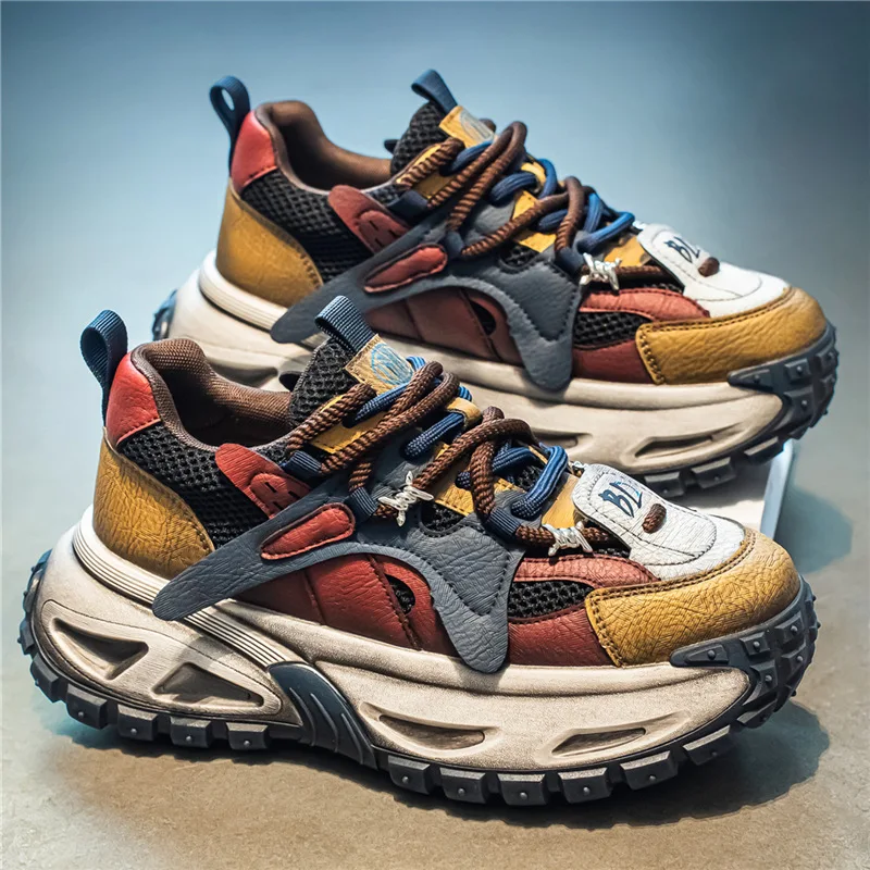 Men's Thick Sole Luxury Dad Shoes Casual Height Increasing Outdoor Sports Running Shoes Fashionable Inner Comfort