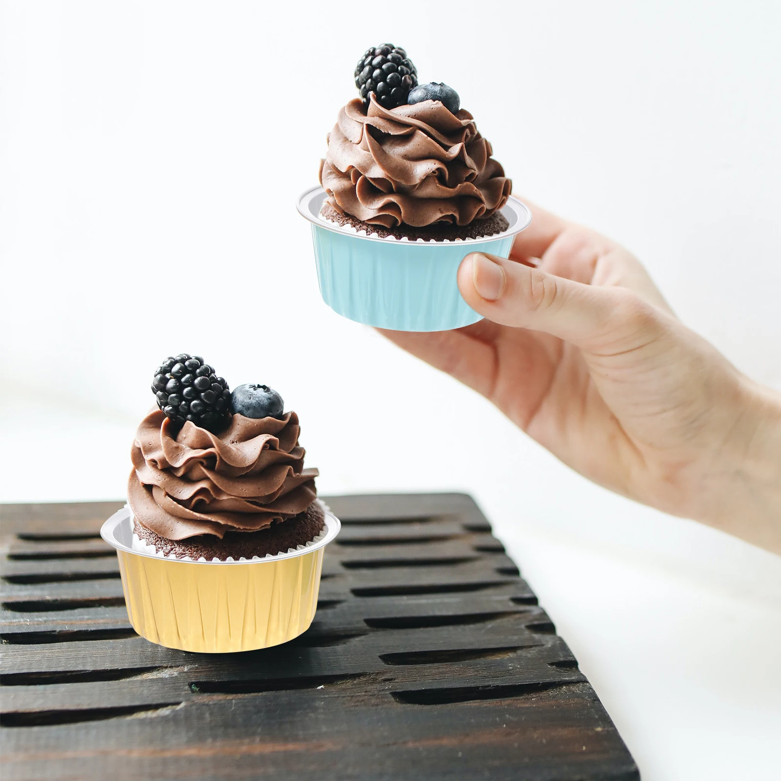 

50 pcs Aluminum Foil Baking Cups Small Size Lightweight Perfect for Cakes Pudding Muffin Bread Desserts Treats Banquet Afternoon