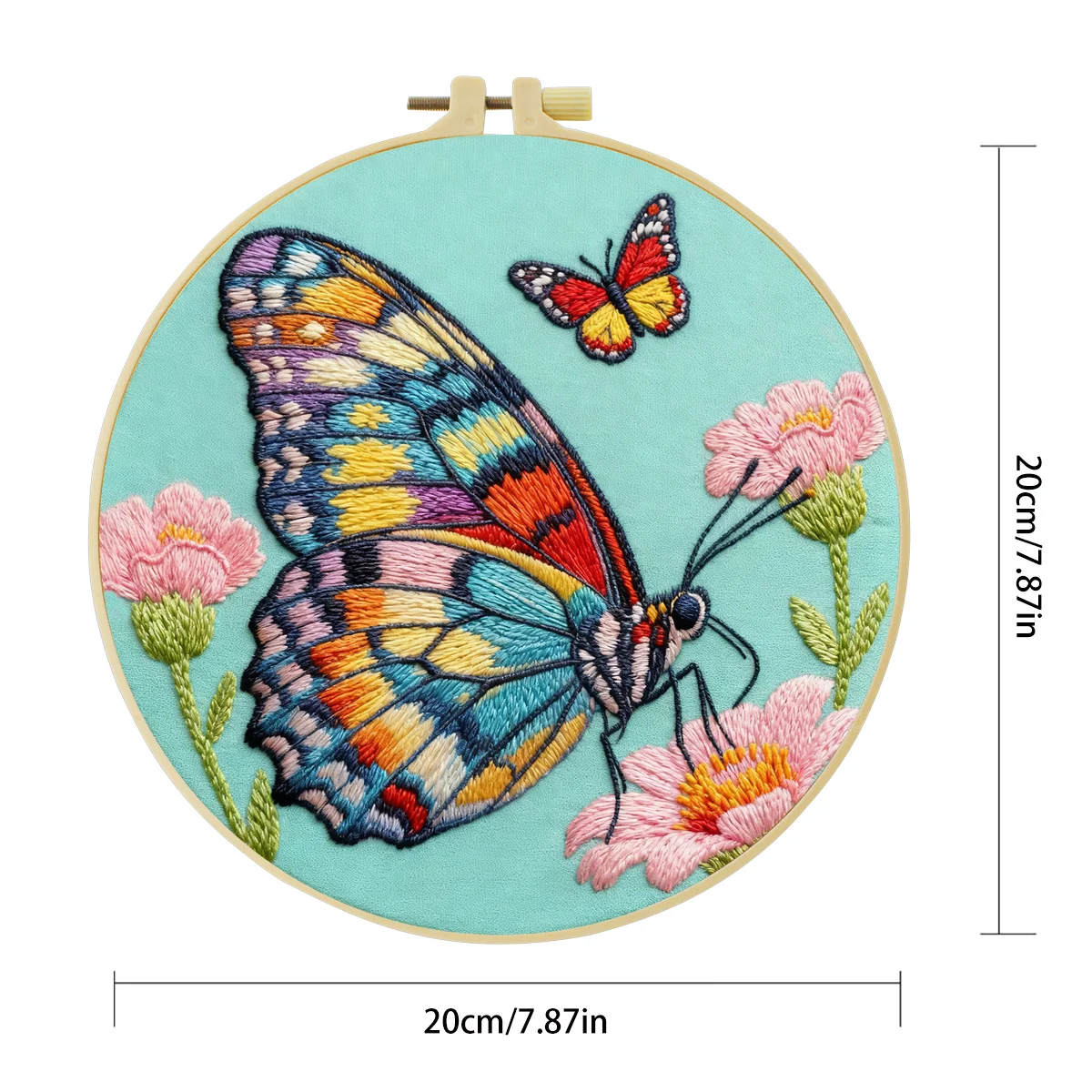 1 Stück 20X20CM/15X15CM 7,87/6,3 Zoll Schmetterlings-Stickerei-Starter-Kit DIY-Kit DIY-Stickerei-Set Handarbeiten Nadelkunst – Detail 5