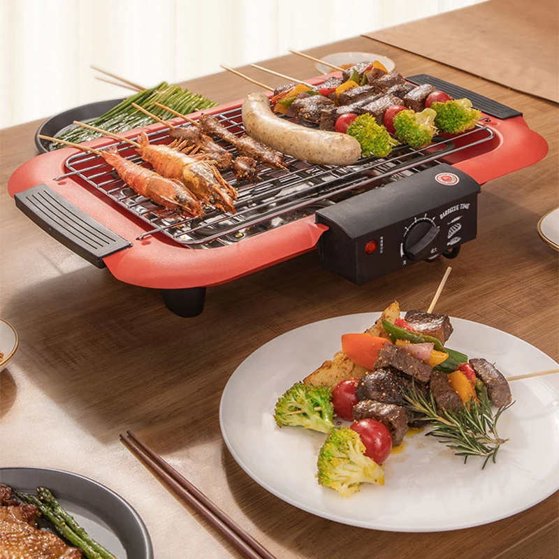 Smokeless Electric BBQ Grill Non-Stick Pan Stove Electric Griddle Barbecue Temperature Control 1800W Household Outdoor Cooking