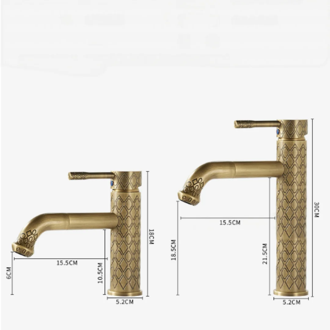 Brushed Gold Bathroom Faucet Antique Carved Basin Faucet Hot Cold Chrome Lavotory Faucet Brass Sink Faucet Mixer Water Faucet
