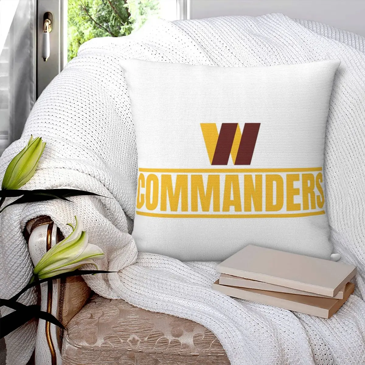 Washington Commanders Football Team Square Pillowcase Pillow Cover Polyester Cushion Decor Comfort Throw Pillow for Home Car