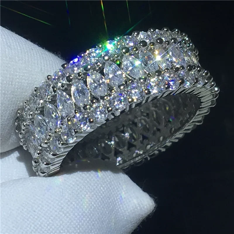 Vintage Finger Ring 925 Sterling Silver Lab Diamond Engagement Wedding Band Rings for Women Bridal Jewelry
