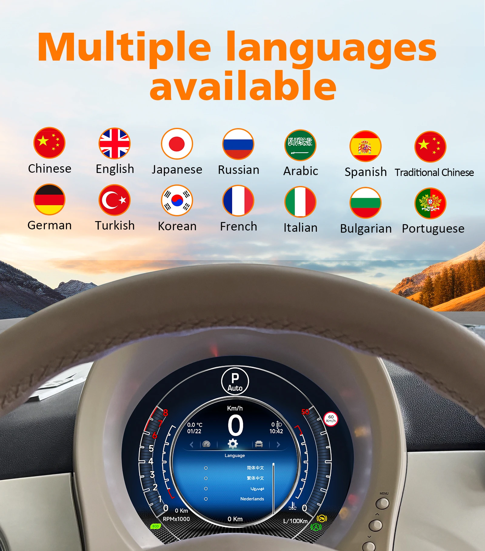 7-Zoll-Digitalinstrumentenanzeige für Fiat 500 2007 2008 2009 2010 2011 - 2024 Auto-LCD-Armaturenbrett Virtuelles Cockpit Tachometer – Detail 7