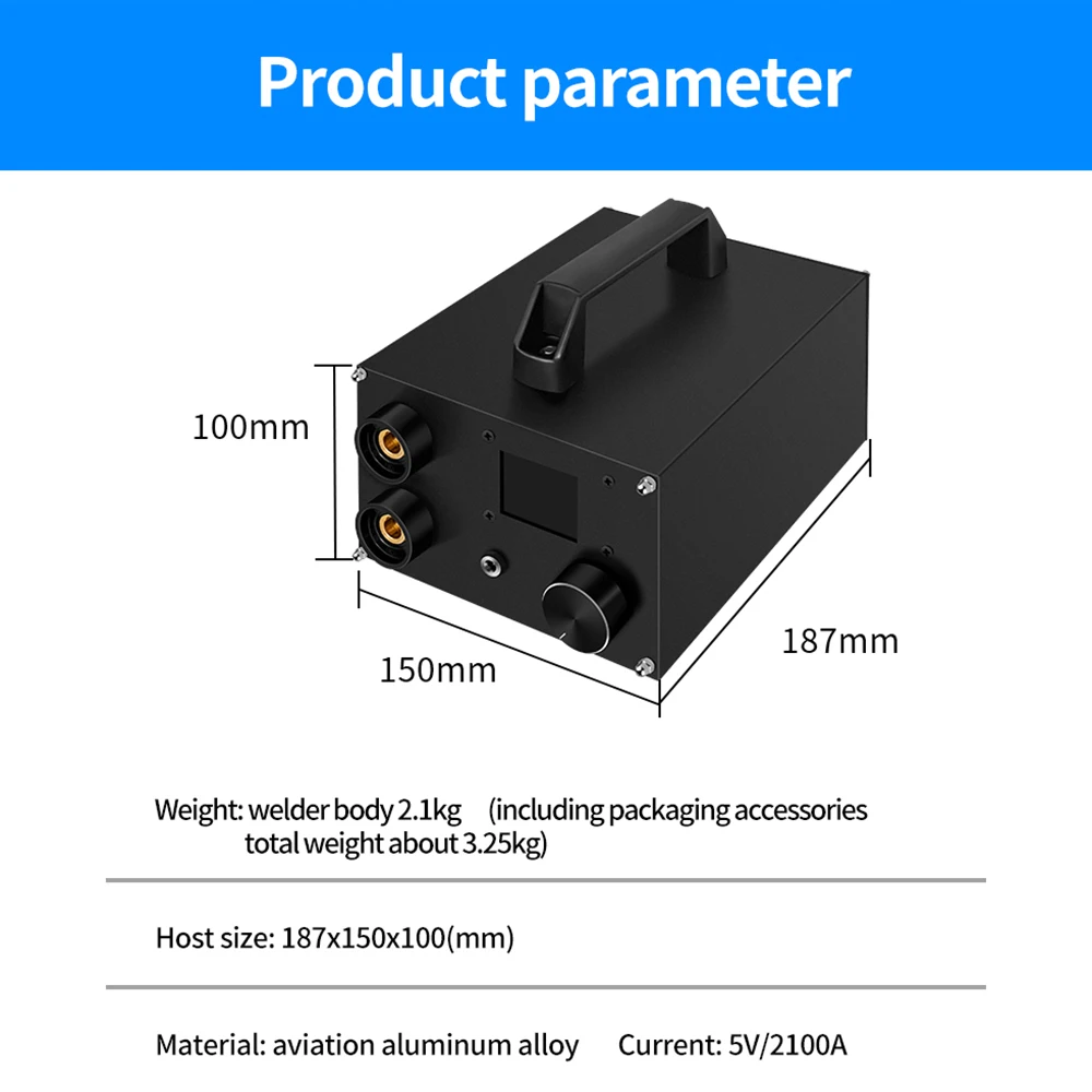 250 Gear Battery Spot Welder Portable Precision Pulse Capacitor Energy Storage Spot Welding Machine for 18650 Battery 5V 2100A