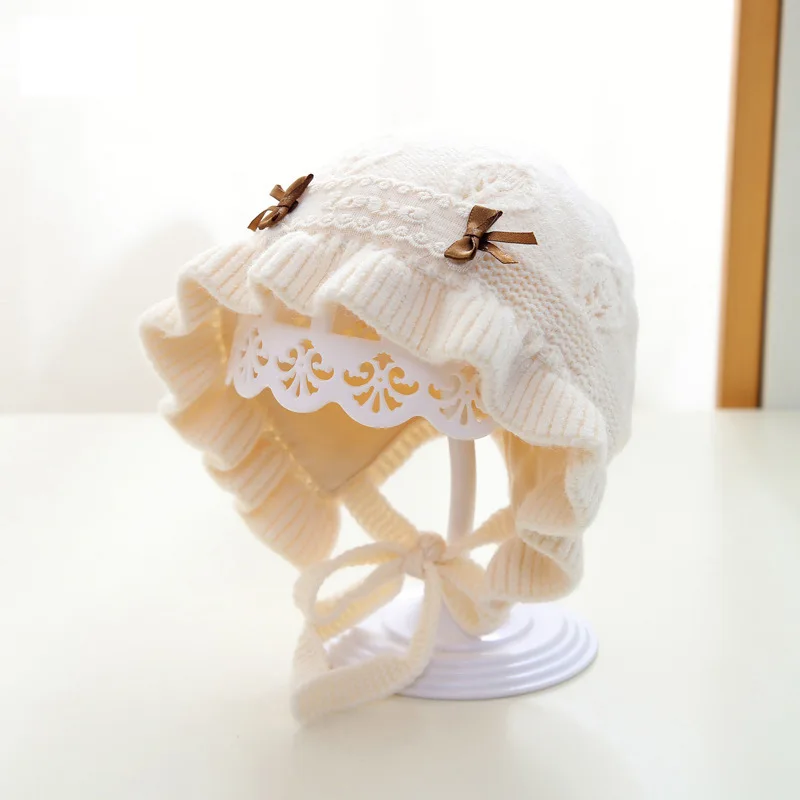 

Korean-style Baby Hat for Autumn and Winter, Fashionable Princess Hat for Baby Girls, Thickened Warm Knitted Hat for Newborns