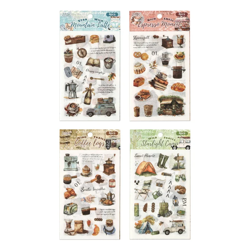 1pack/4pcs Daily Label Flat Stickers, Simple Label Designs for Item Classification and Journal Marking