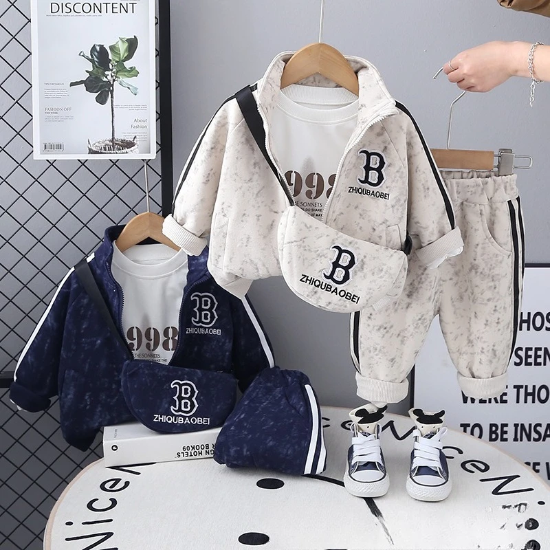 

Children's Spring and Autumn Fashion Casual Set 2025 New Zipper Sweatshirt Baby Three-Piece Set of Soft and Comfortable Trousers