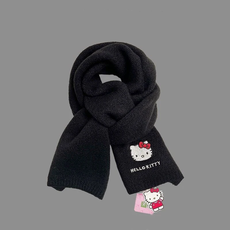 Bufanda japonesa de punto Sanrio, bufanda suave y gruesa de lana para otoño e invierno, bonita bufanda cálida para estudiantes, adultos, pareja, regalo de Navidad