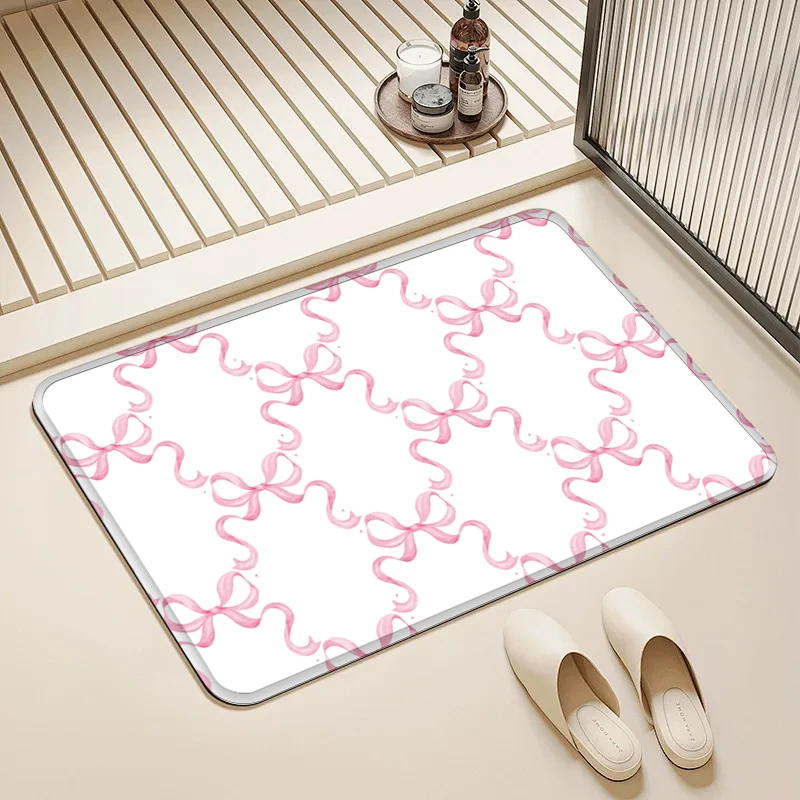 

Pink Bow Pattern Doormat Non-Slip Floor Mat Home Entrance Door Rug Cute Style Decor Kitchen Bathroom Supplies