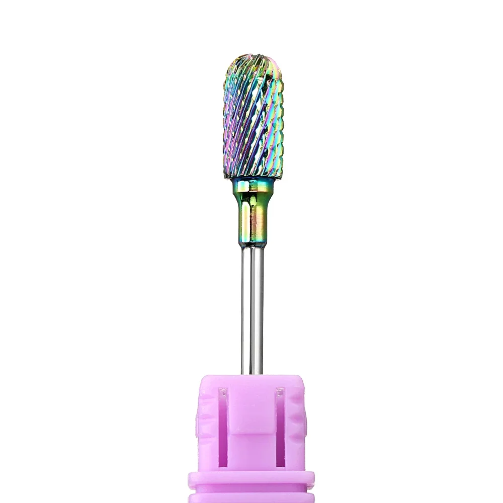 Tungstênio Carbide Nail Drill Bits, Fresa para Manicure Elétrica, Nail Art Acessórios Ferramentas, Rainbow Burrs, 1Pc