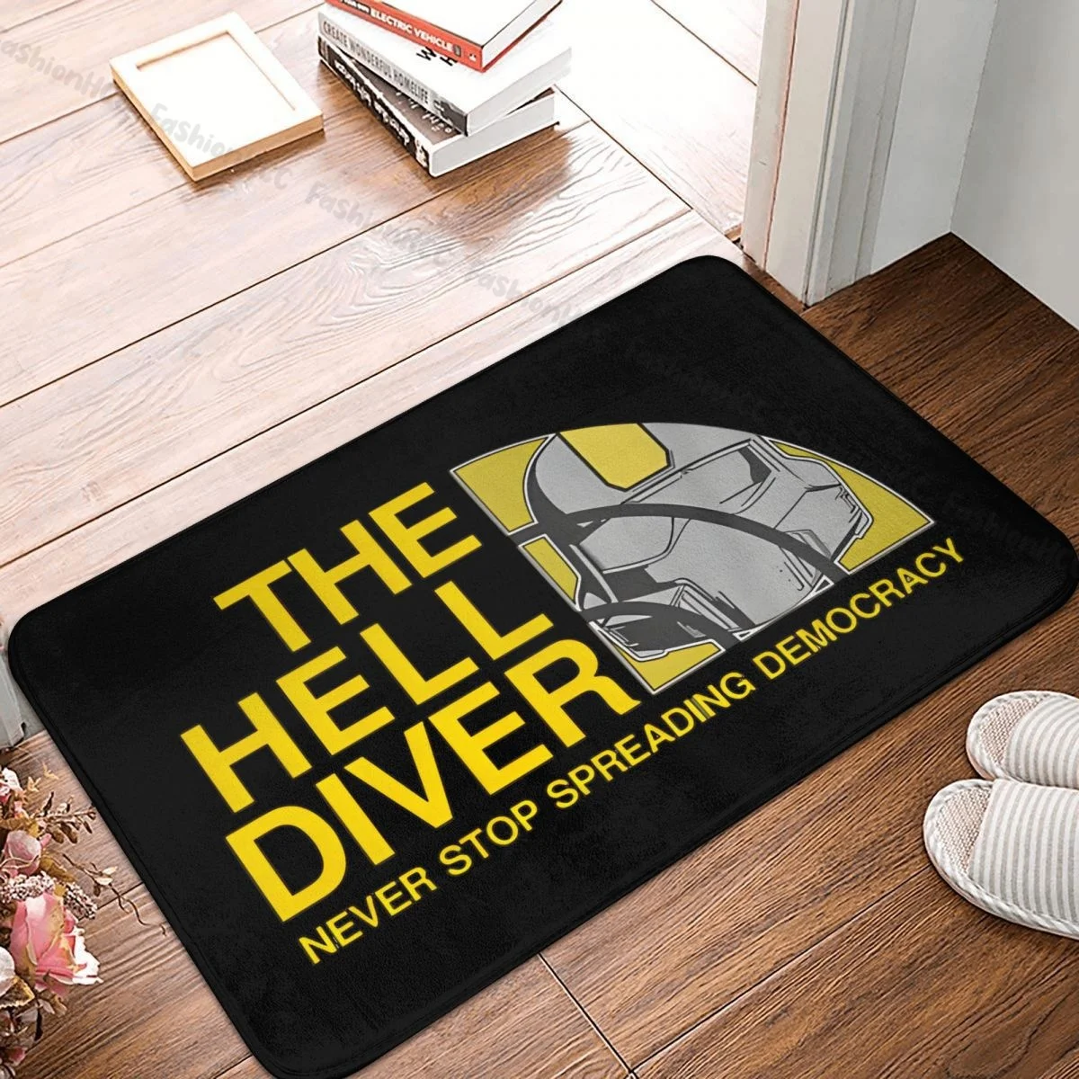 Helldivers II Games Bath Non-Slip Carpet Spreading Democracy Flannel Mat Entrance Door Doormat Home Decoration Rug