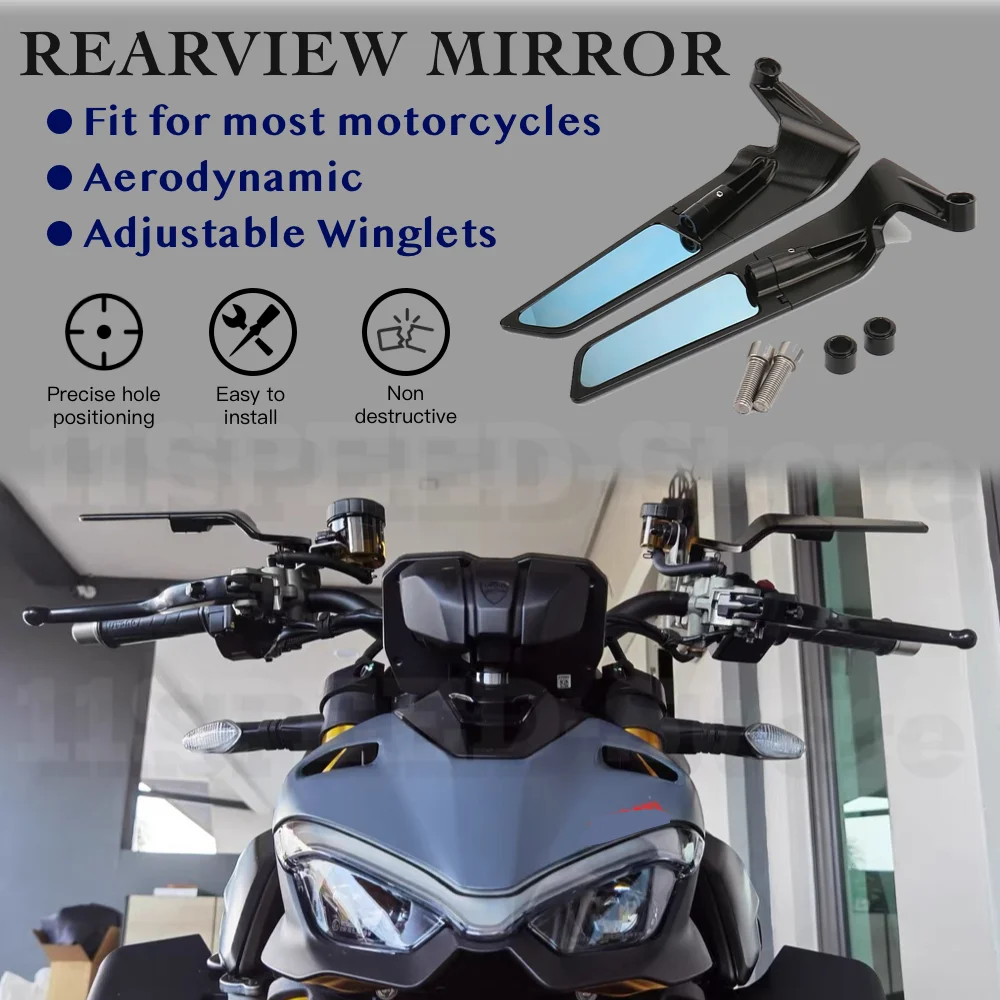 

Stealth Mirrors Adjustable Winglet For Ducati Streetfighter V2 V4 V4 S Diavel 1260 moto Accessories Aerodynamics Rearview mirro