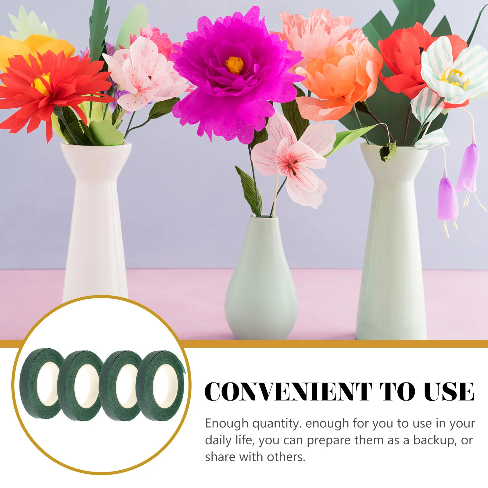 4 قطعة شريط الأزهار الخضراء يلتف بائع الزهور تمتد باقة الجذعية يلتف زهرة الجذعية التفاف الشريط لترتيب الأزهار DIY بها بنفسك