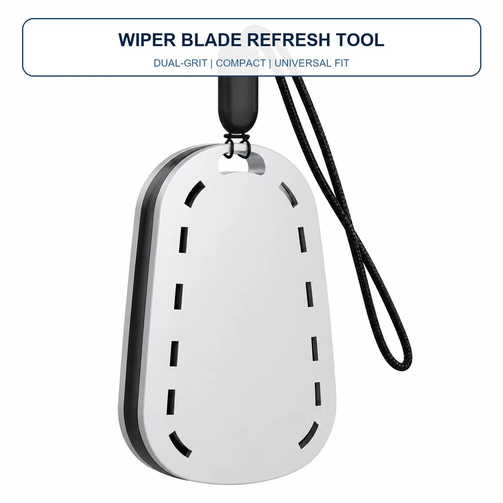 Universal Windshield Wiper Blade Repair Tool Dual Grit Rubber Edge Restorer Compact ABS Handheld Sander with Lanyard