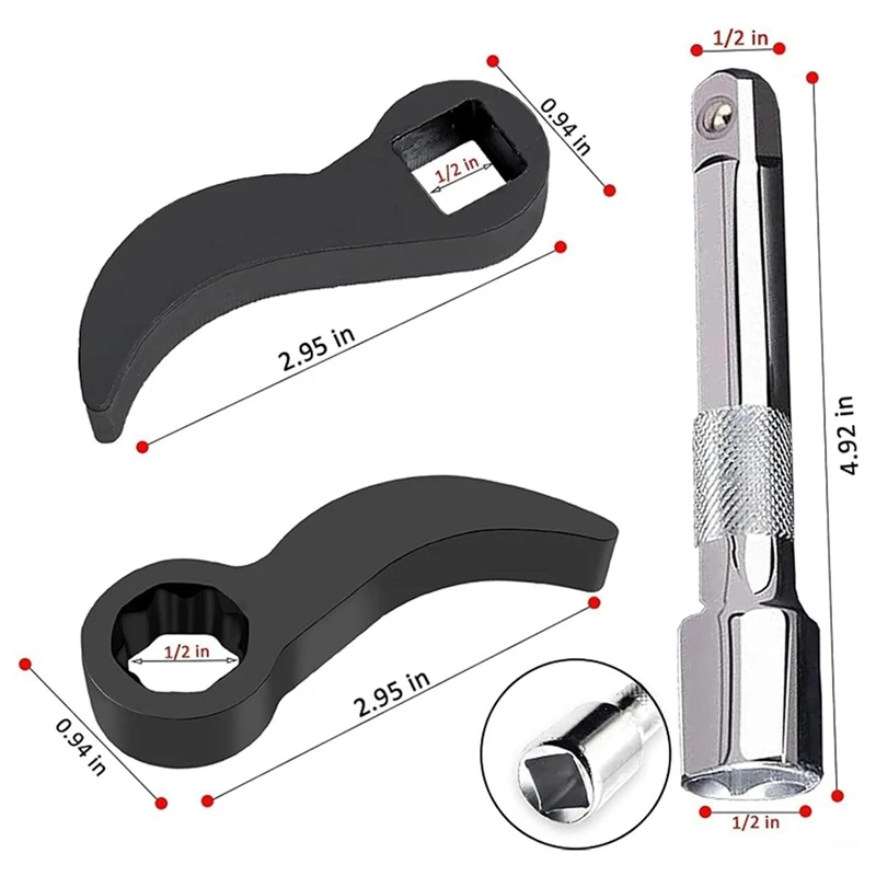 Top Sale 3 Pcs Crowbar Adapter-Head Tool,Pry Bar Wrench Adaptor-Head Fits 1/2Inch Drive Ratchets Half Shaft Removal Tool