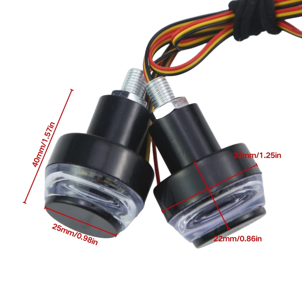 2Pcs Motorcycle LED Handlebar End Turn Signal Lights Dual Color Blue Yellow DRL Flasher Handle Grip Bar Blinker Side Marker Lamp