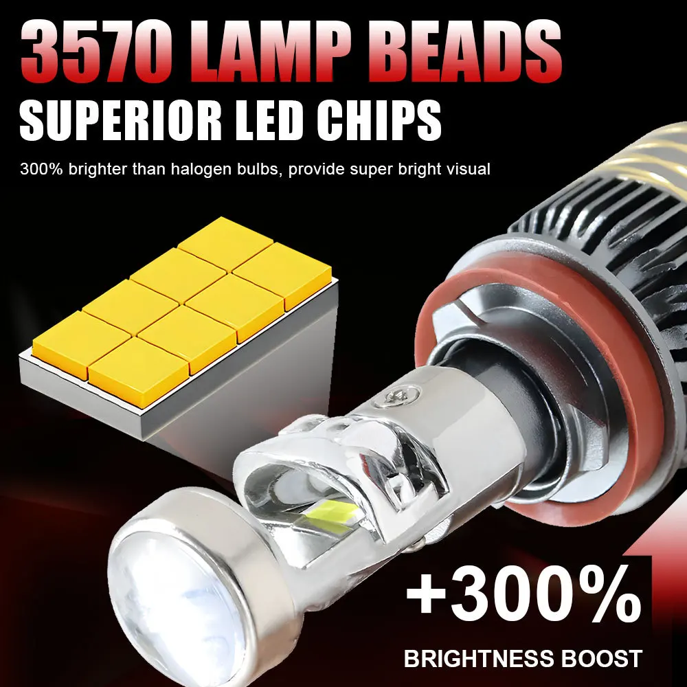 ZTZPIE 6500K Lens LED Car Headlight Bulbs Canbus HB3 HB4 9005 9006 H1 H7 H4 H11 1000W 1000000LM High Brightness Auto Fog Lamp