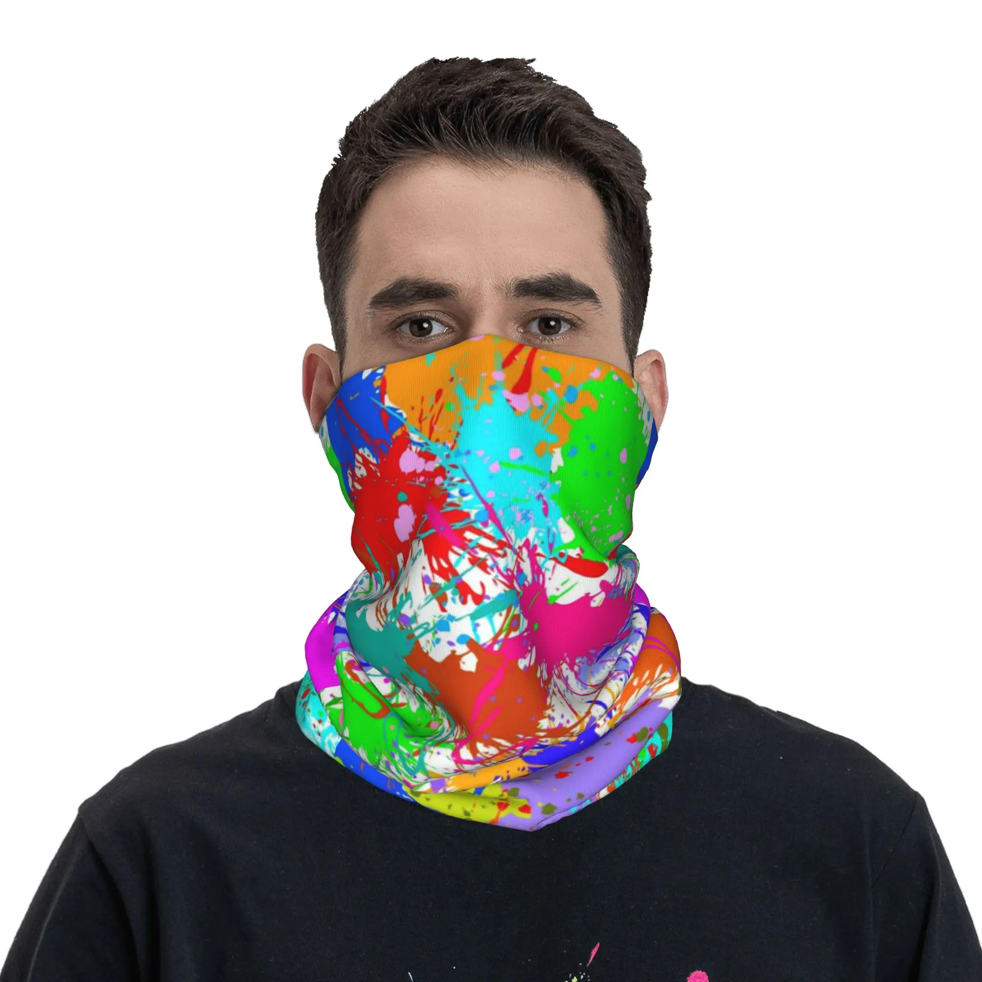 

Colorful Camouflage Winter Headband Neck Warmer Ski Cycling Tube Scarf Abstract Graffiti Street Art Face Bandana Gaiter