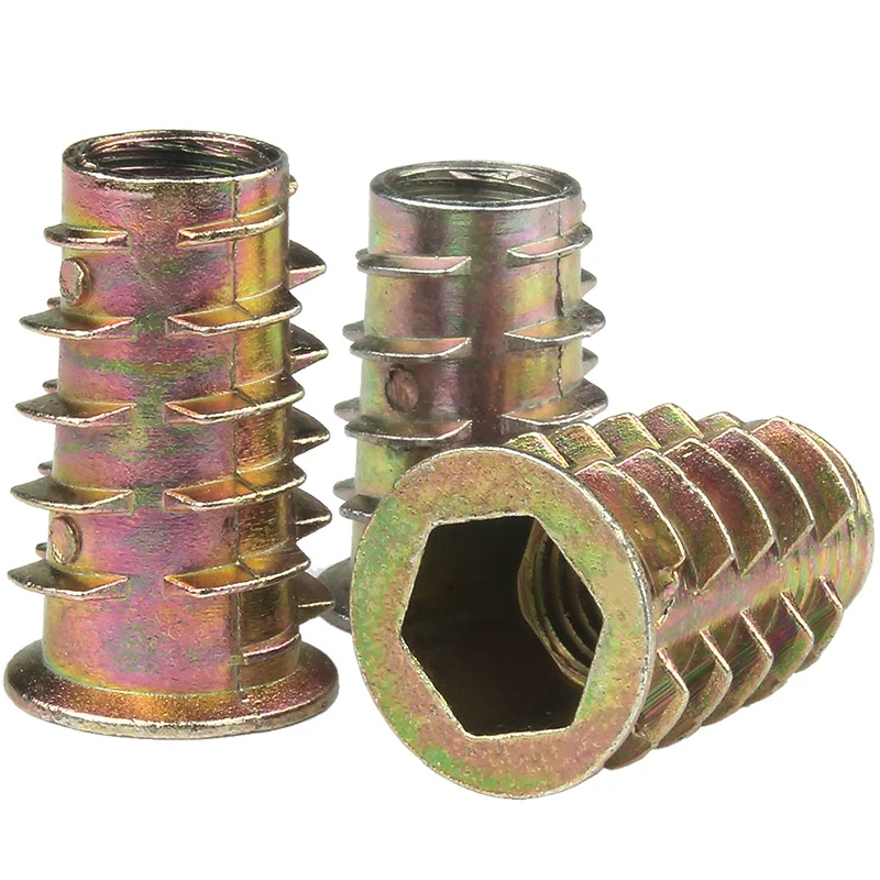 1/4 3/8 5/16 M4 M5 M6 M8 Furniture Nut Zinc Alloy Hex Drive Insert Nuts Woodworking Wood Insertnut for Table Desk Chair Bed