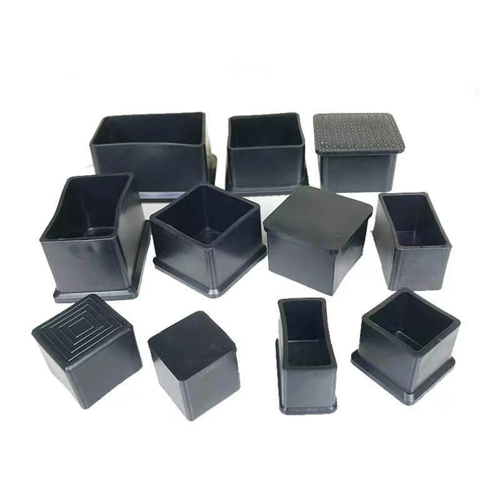 2/5Pcs Black Rectangle Furniture Leg Cover Cap 19x19mm~50x100mm PVC Rubber Chair Table Feet Tube Pipe  Blanking End Caps