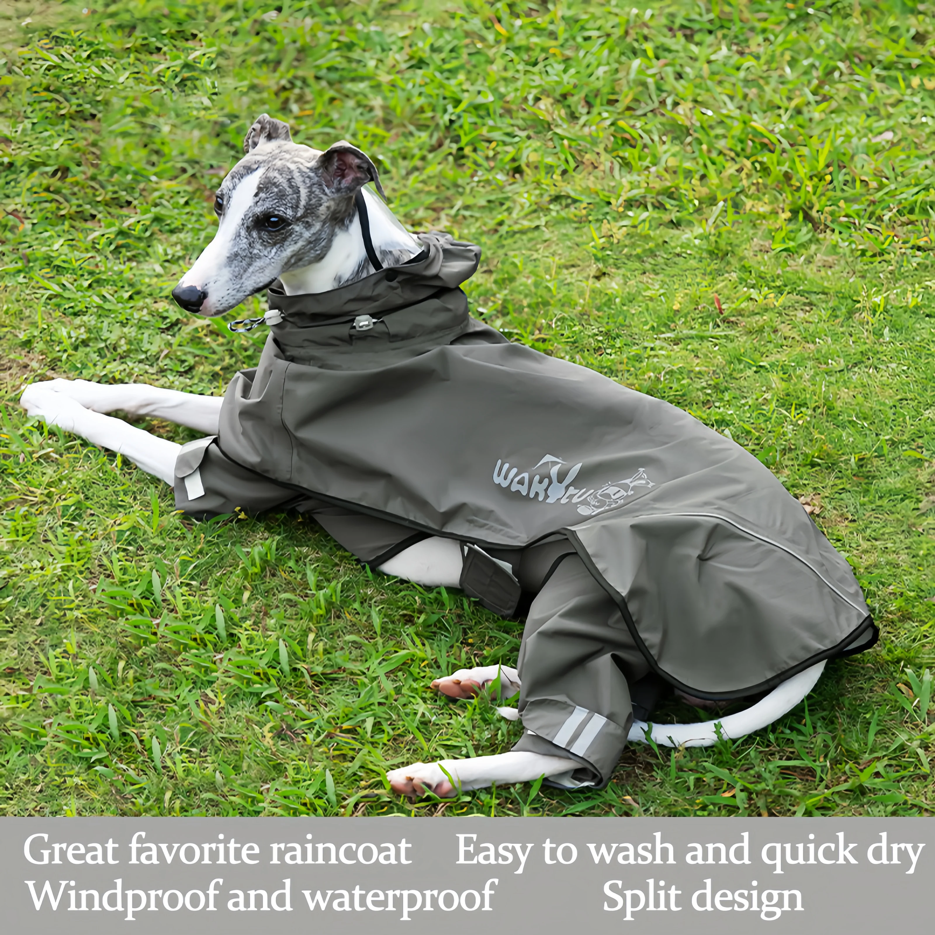 All-weather pet reflective raincoat：Waterproof four corners of pet poncho、Breathable and comfortable,100% polyester (waterproof)