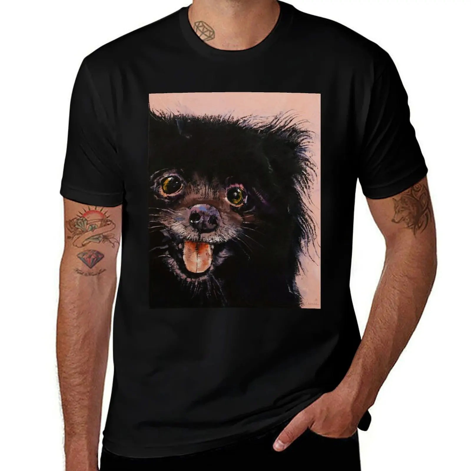 Black Pomeranian T-Shirt Festive Simple T-Shirt