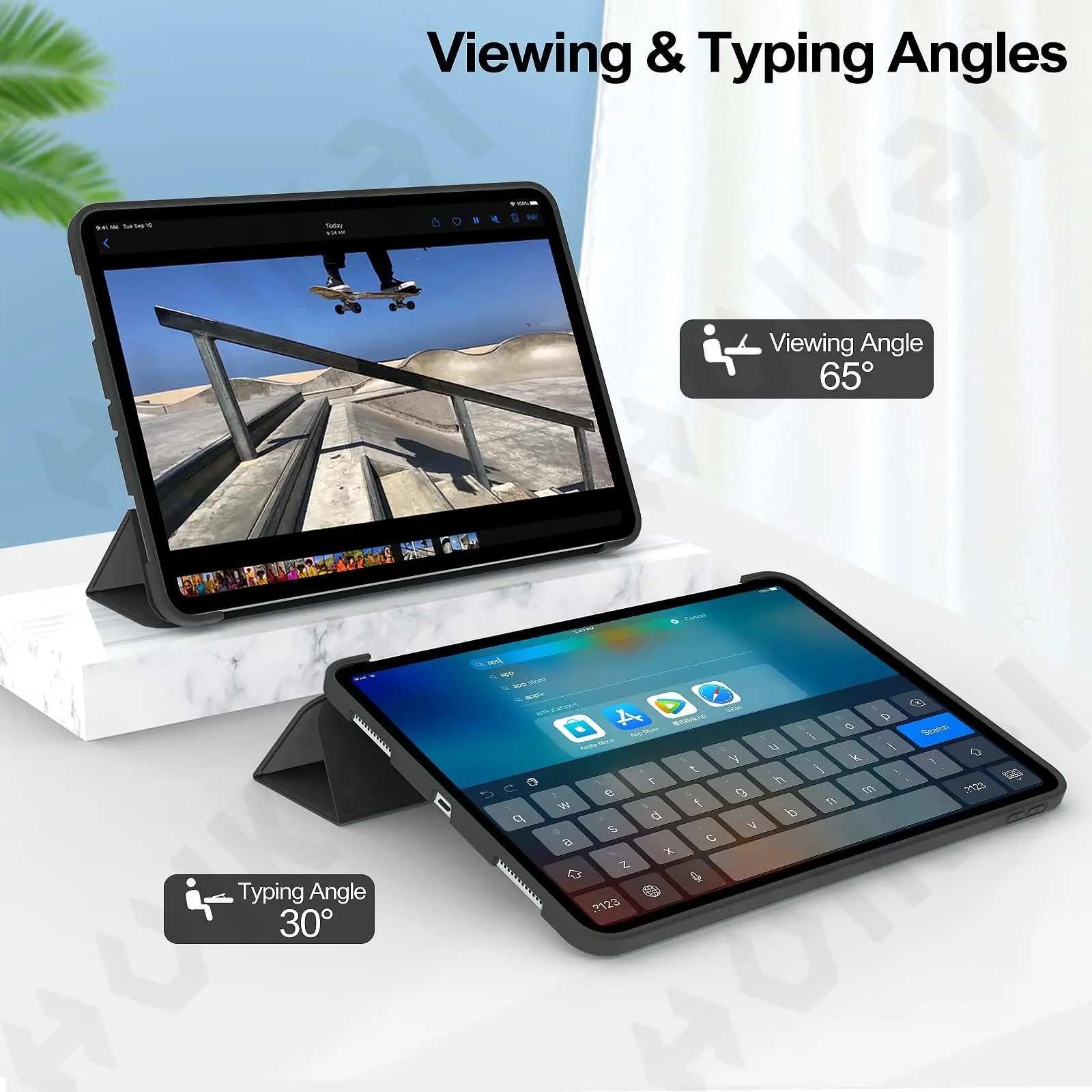 Case for iPad Pro 11 13 Air 11 13 M5 M4 M3 Mini 2025 Slim Translucent Back Tri-Fold Stand Tablet Pen Charging Auto Wake/Sleep view 6
