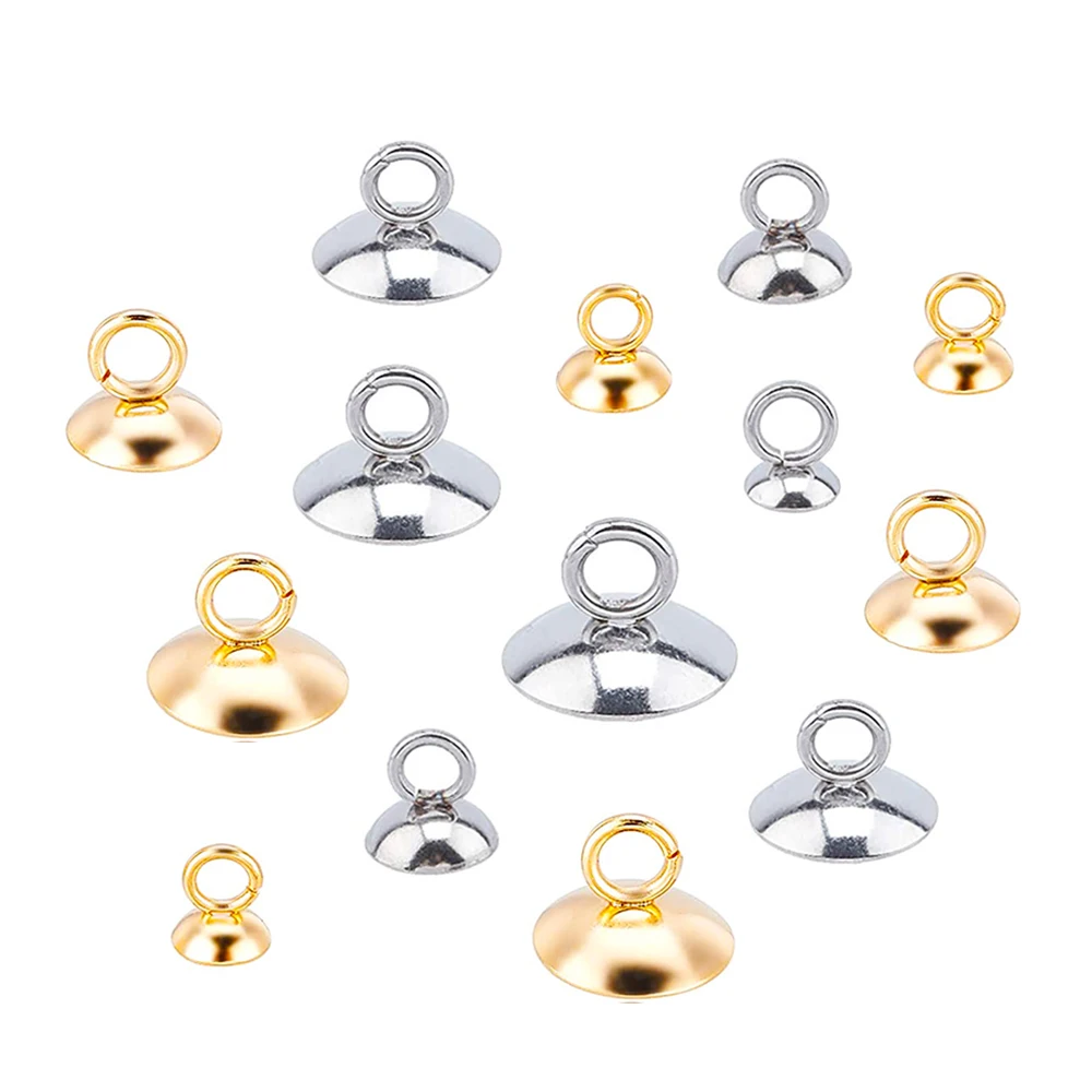 20pcs 4/6/8/10mm Stainless Steel Beads End Caps Clasp Pendant Charms Connectors for DIY Jewelry Making Findings