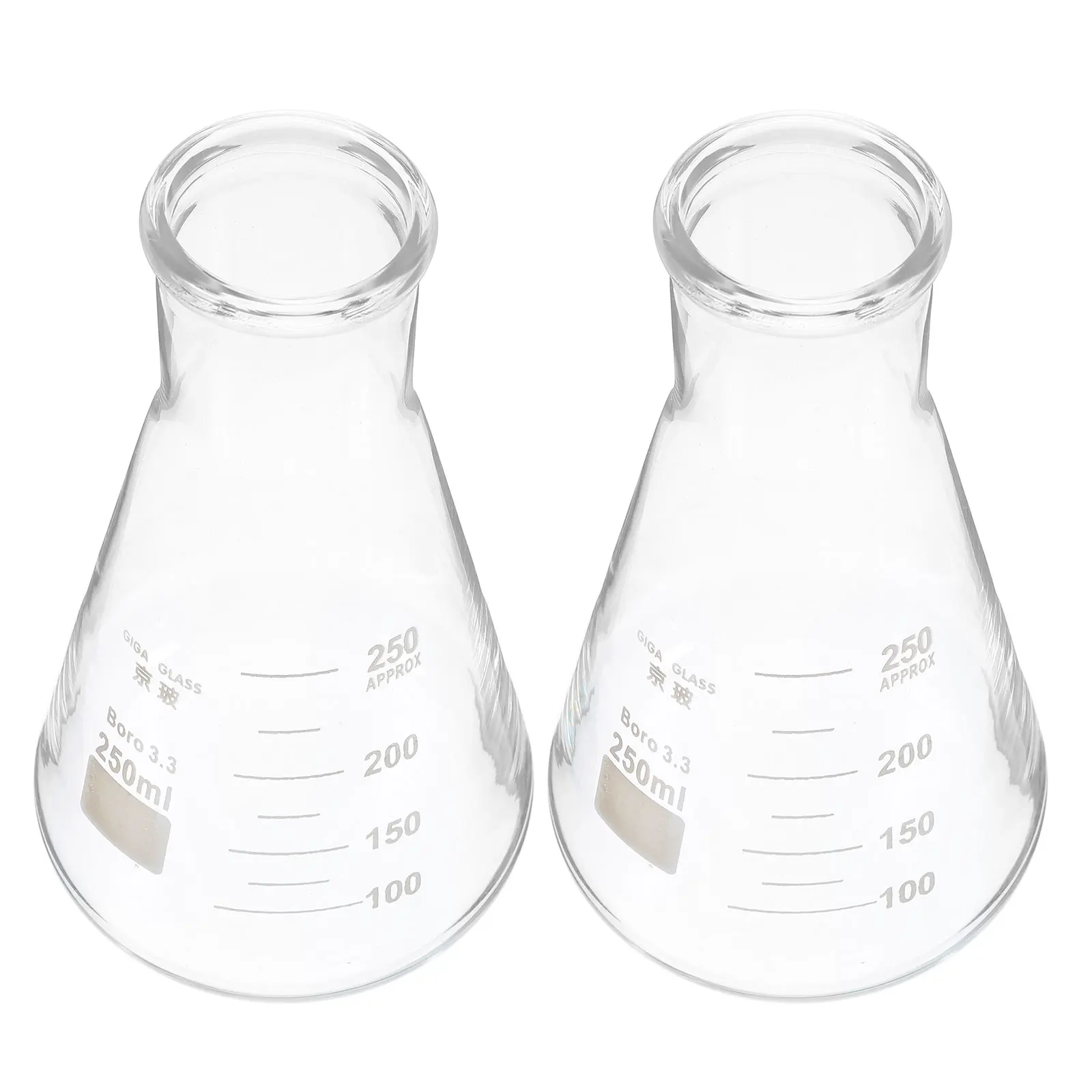 

2 Pcs Flasks Storage Erlenmeyer Glass Experiment Bottle Boiling Laboratory Flat-bottomed