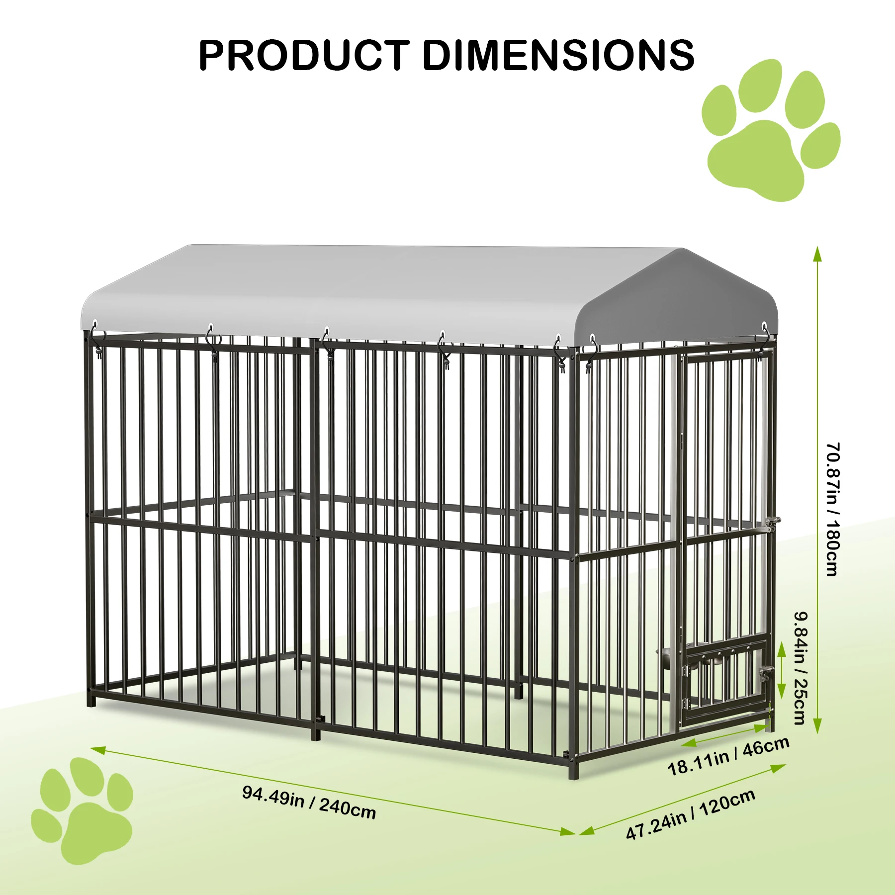 Large Outdoor Dog Kennel, Heavy Duty Dog Cage with Roof, Outdoor Dog Kennel, Dog Playpen Outdoor, with Safety Locks, Waterproof