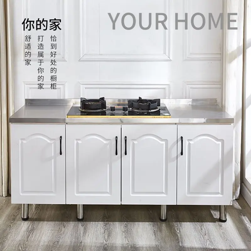 Kitchen cabinets are assembled by themselves, simple cabinets are integrated, stove cabinets are rented, and mobile stainless st