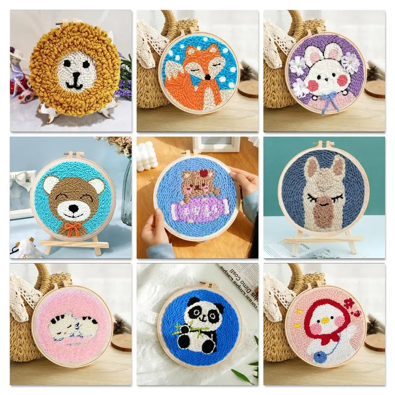 

GATYZTORY DIY Punch Needle Embridery Kit Animal Craft Pattern DIY Diy Craft Gift Tool Sewing Accessories Funny Easy For Beginner