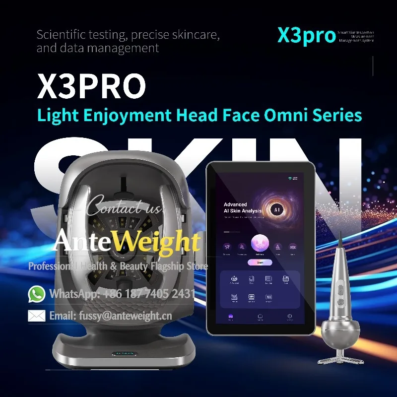 2026 X3 Pro AI 3D View Skin Tone Moisture Face Scanner Skin Analyzer Scalp Analyzer Machine