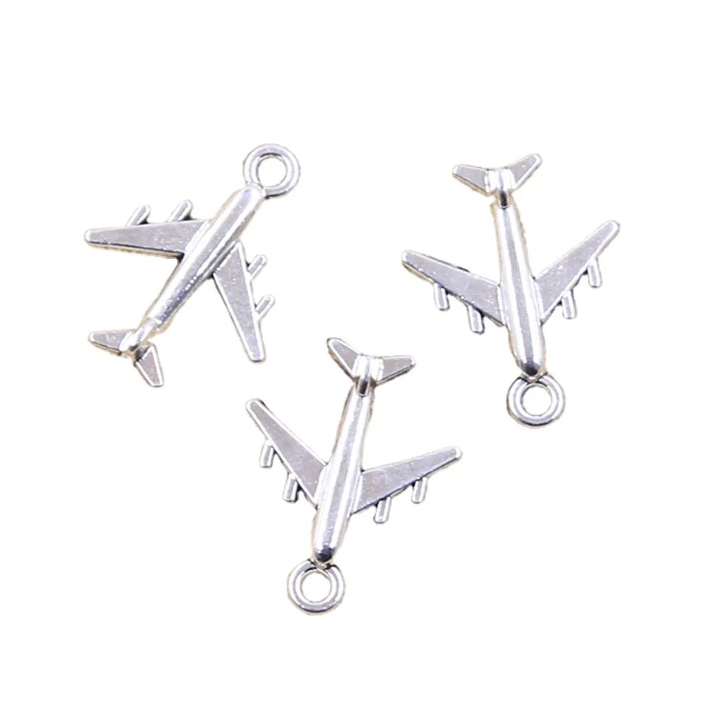 

15pcs Charms Airplane Plane 21x17mm Antique Silver Color Pendants Making DIY Handmade Tibetan Finding Jewelry