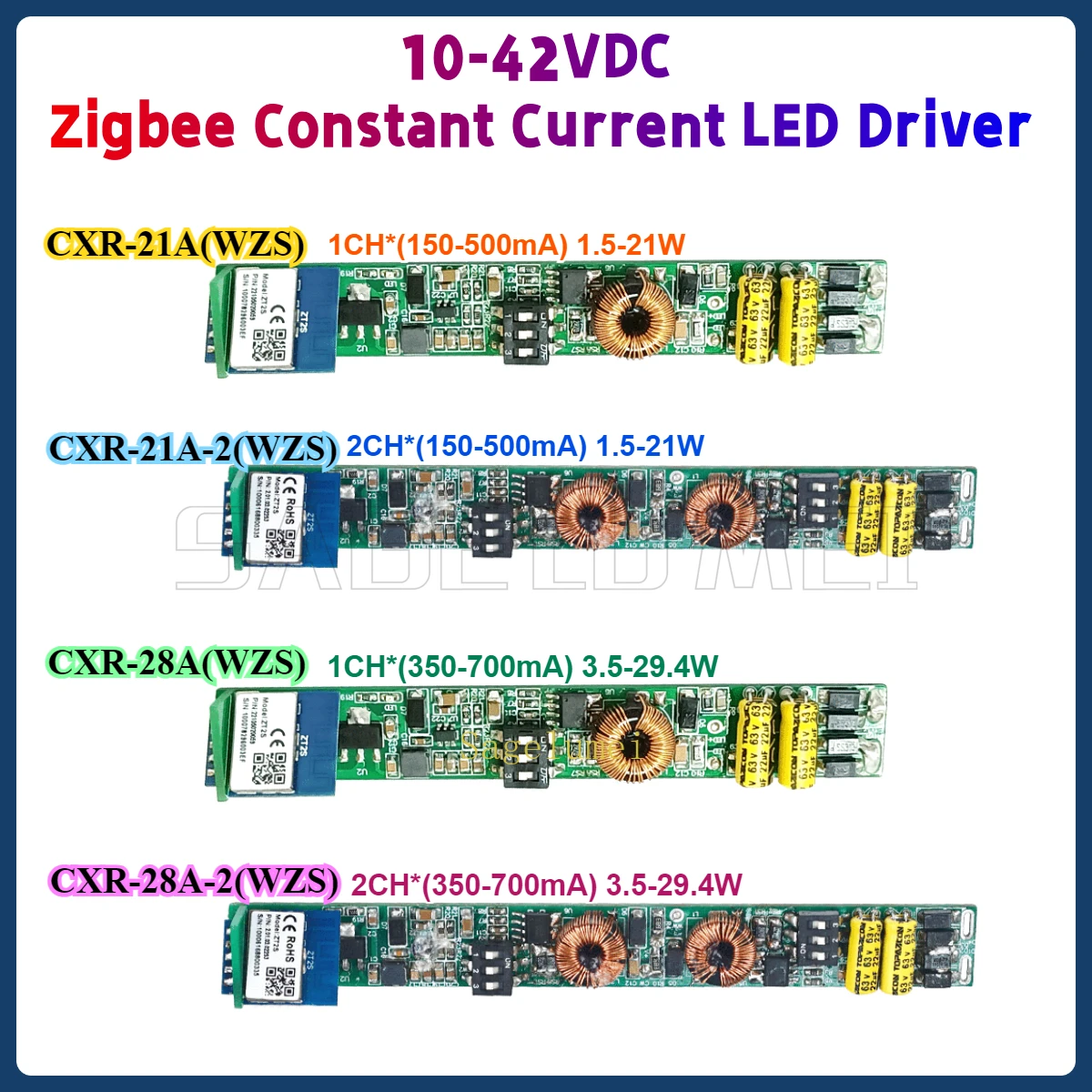 LED Driver Zigbee Constant Current 10-42VDC 1CH/2CH*（150-500MA or 350-700MA）With Tuya APP Voice Control For Magnetic Linear Lamp