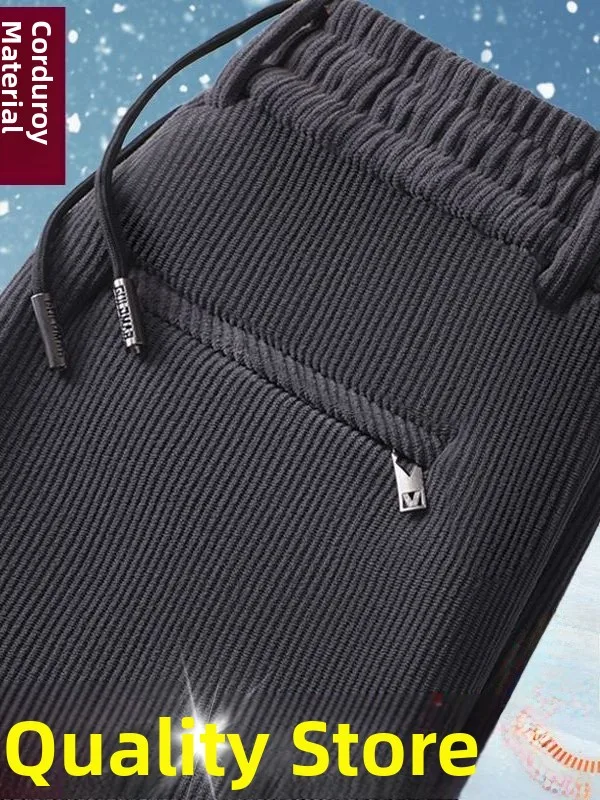 

Мужские повседневные вельветовые брюки свободного кроя с подкладкой Thiened Fce, осенне-зимние прямые длинные брюки, удобные бирки