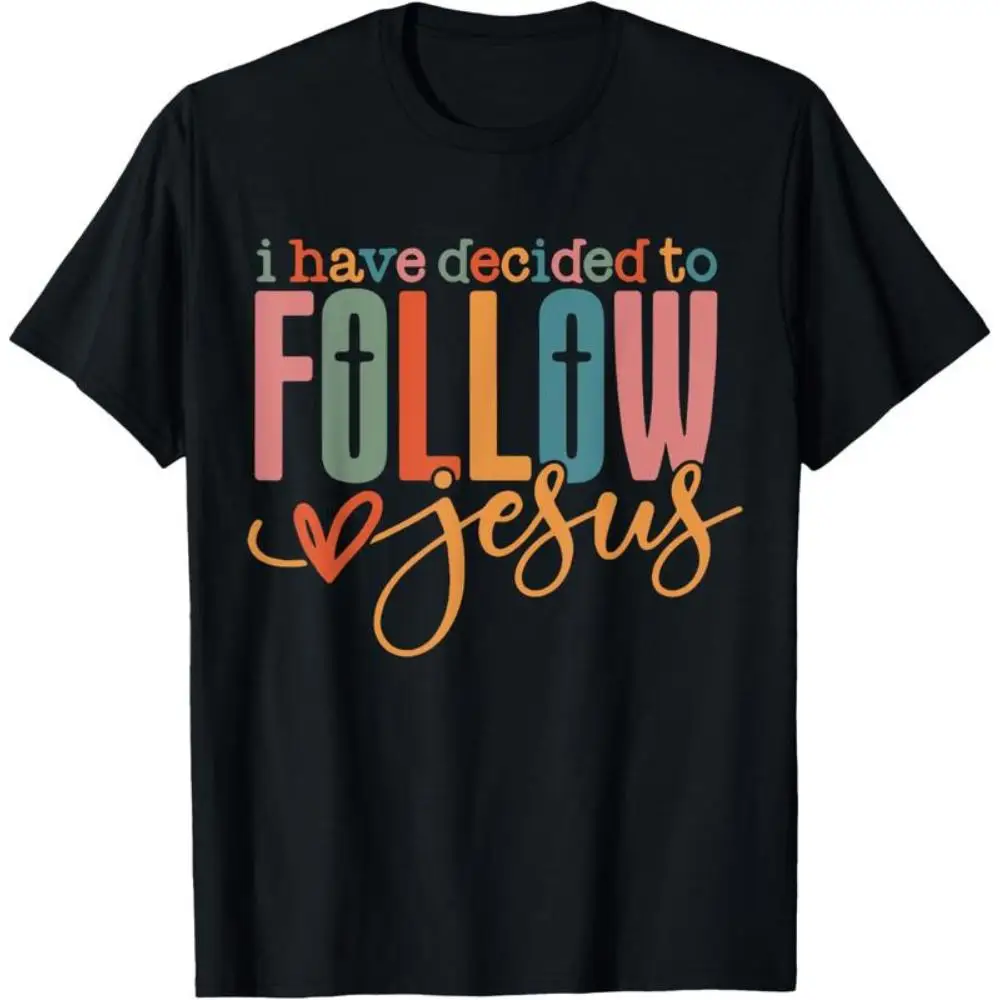 

Women's Christian T-Shirt "I Have Decided To Follow Jesus" Faith Cross Tee Religious Apparel Inspirational Gift