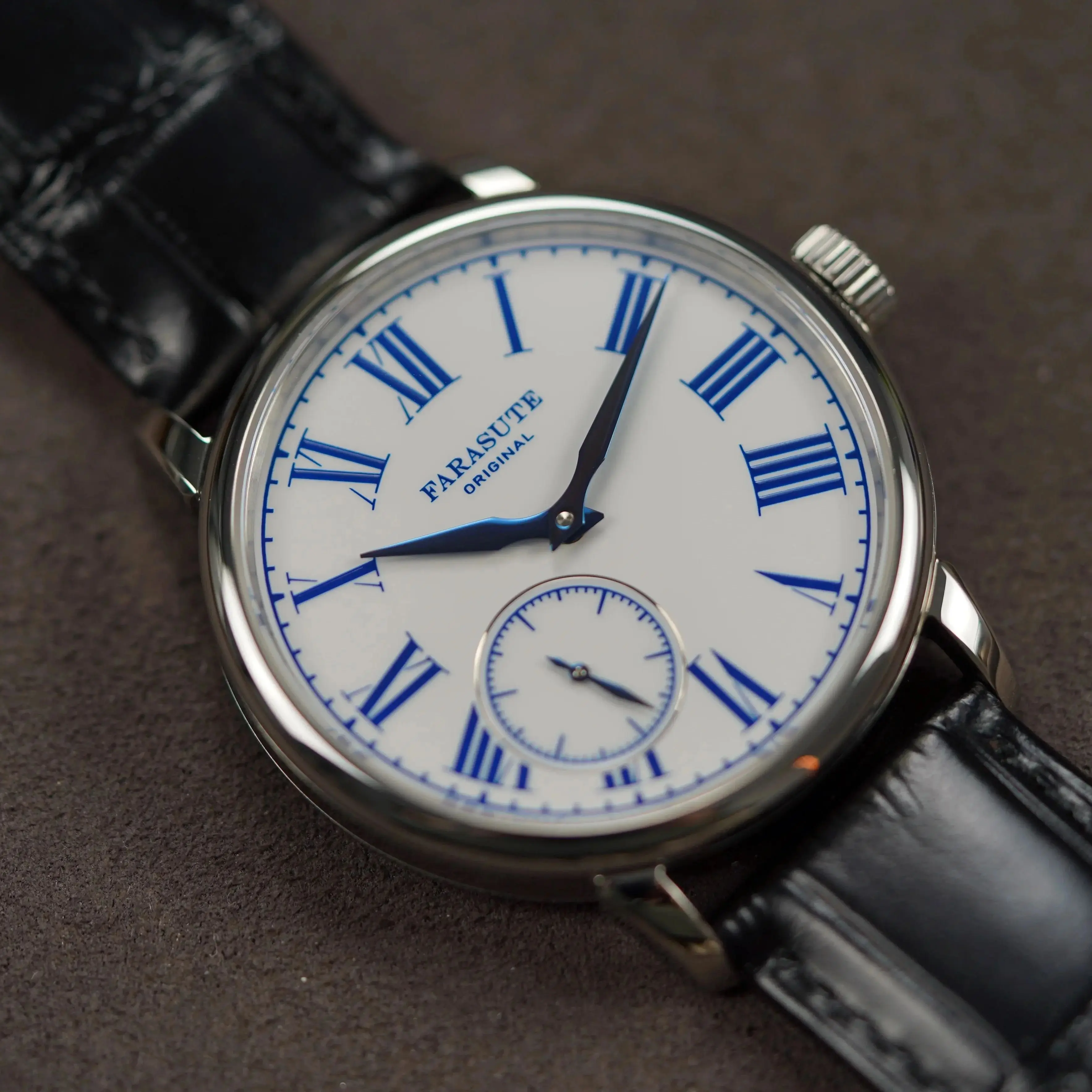 FARASUTE Men Mechanical Watch Classic 39mm Manual Winding Wristwatch Sapphire Mirror Enamel Dial Small Second Dial Hangzhou Mov