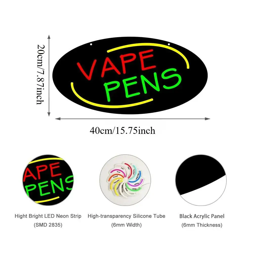 Vape Pens Neon Sign Dimmable LED Light for Vape Shop Business Wall Window Display Commercial Store Advertising Art Sign view 5